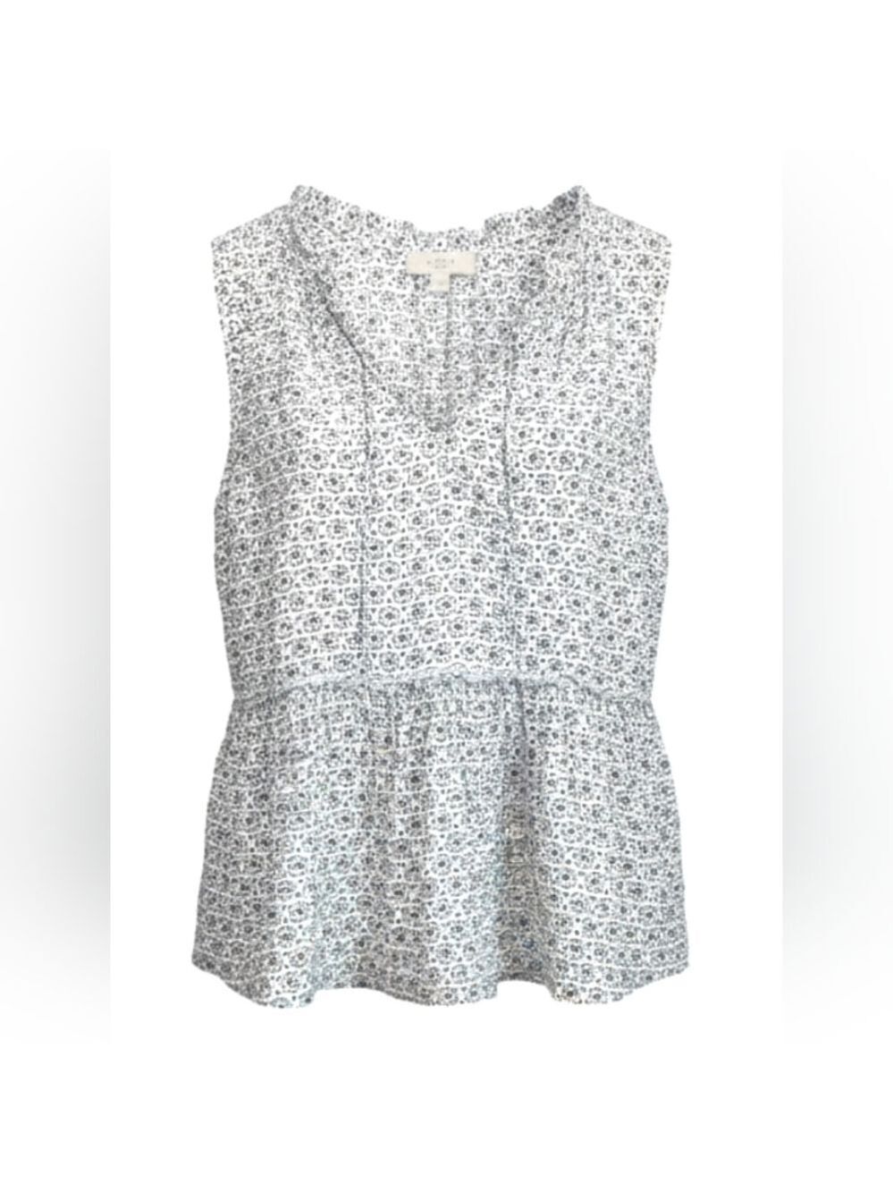 LOFT Sleeveless Top Women’s small Peplum Babydoll floral printed ruffle dainty